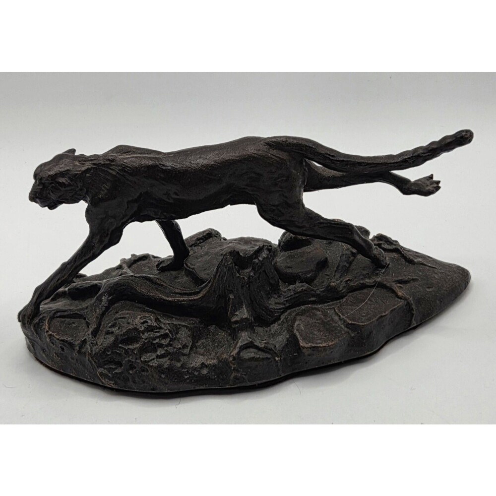 Vintage 1976 Franklin Mint Solid Bronze Cheetah Figure Polland